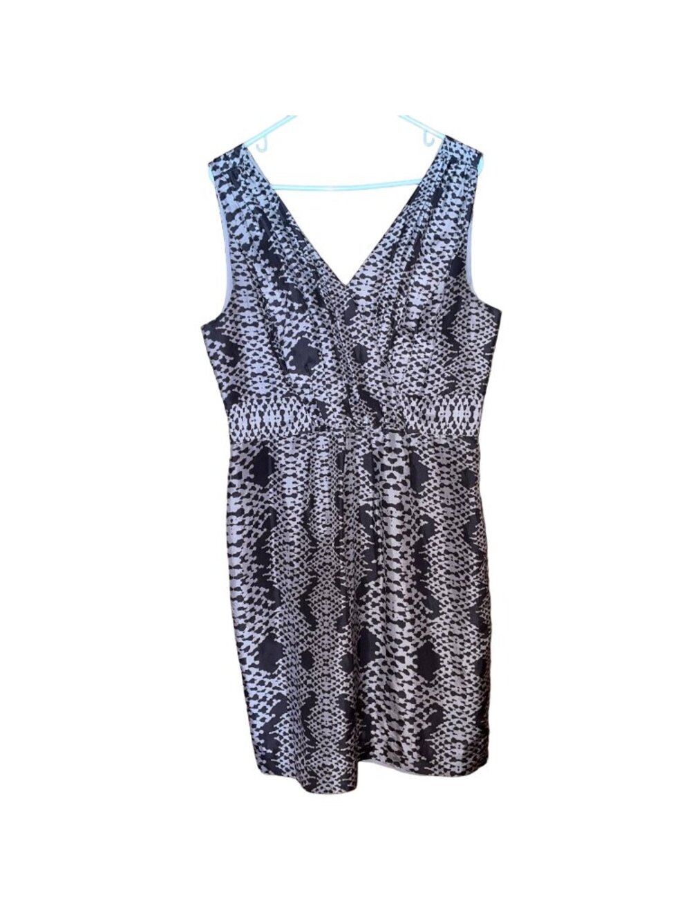 Banana Republic Womens Silk Sleeveless Black & Gray Print Dress Size 14